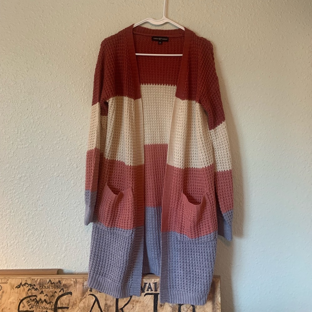 NWOT Long Striped Chunky Knit Cardigan